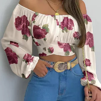 Women's Off Shoulder Printed Blouses