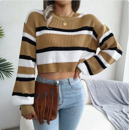 Plunge Neck Long Sleeve Knit Sweater