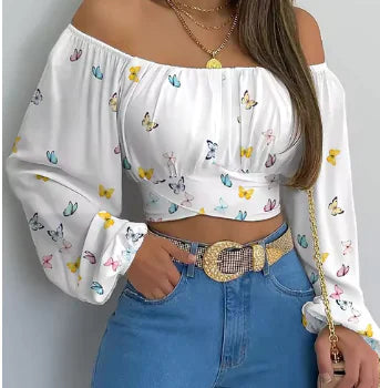 Women's Off Shoulder Printed Blouses